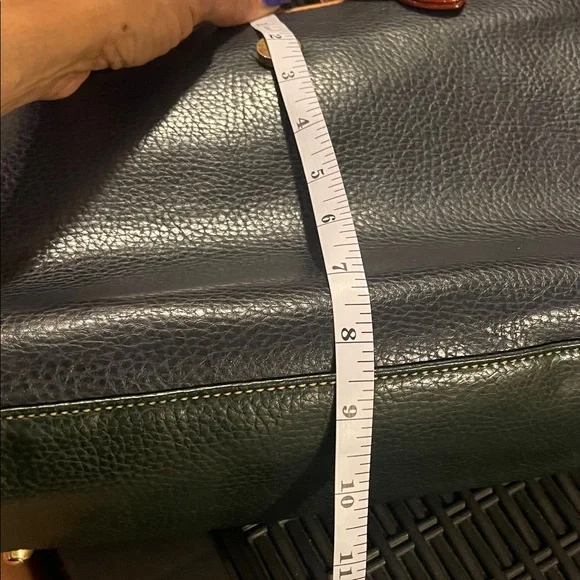 Chic Blue and Tan Satchel with Red Accents - Picture 7 of 8